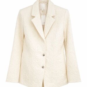 Women's Cream Jacquard Single-Breasted Blazer